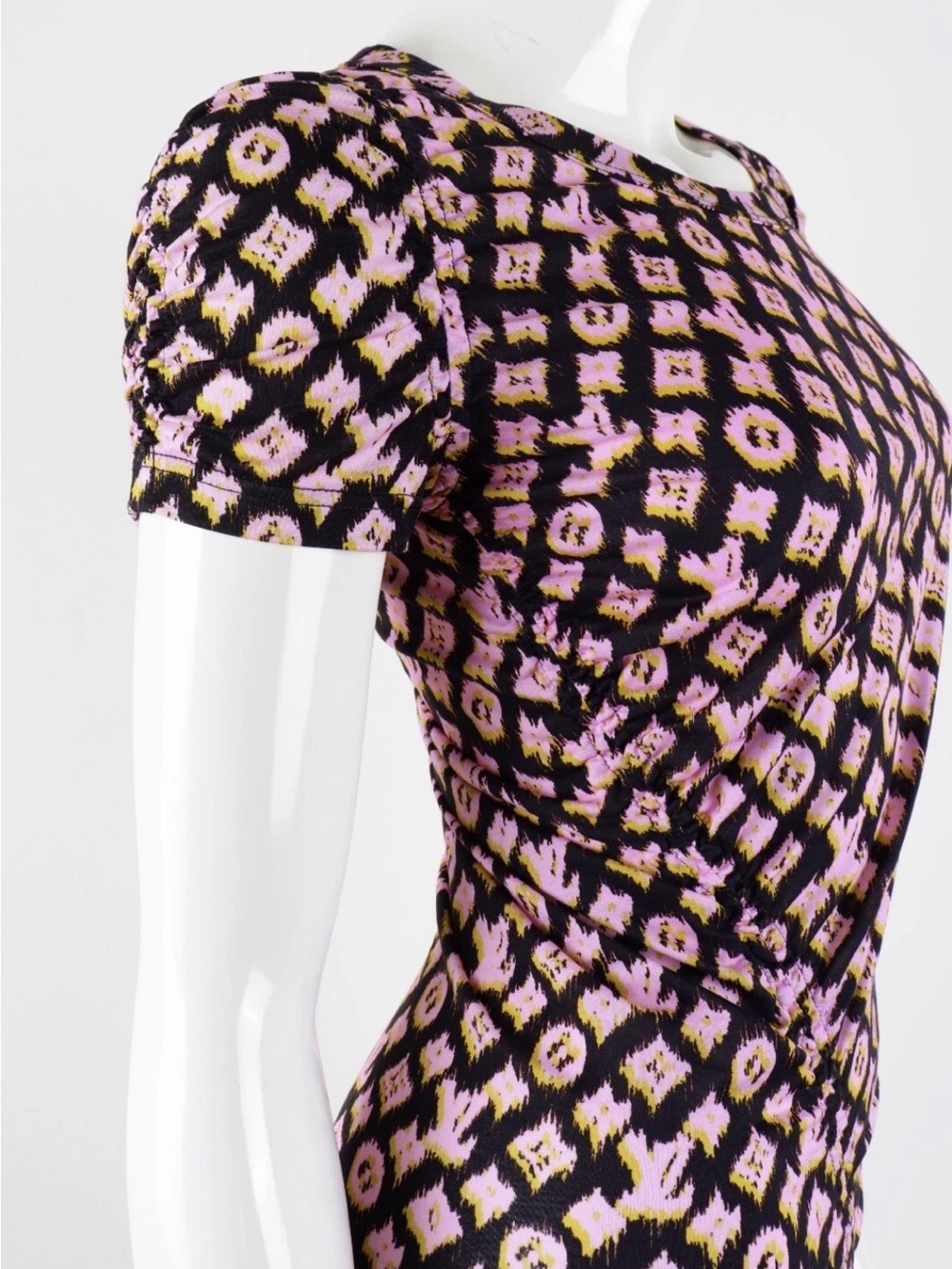 Louis Vuitton ICONIC SS 2011 Blurred Monogram Ruched Mini Dress- Size Small - Picture 7 of 13